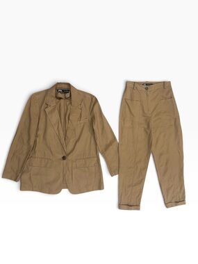 ZARA Lyocell Linen Blazer & Pants Suit Set XS/S